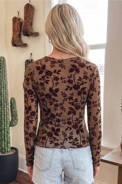 66 Floral Mesh Long Sleeve