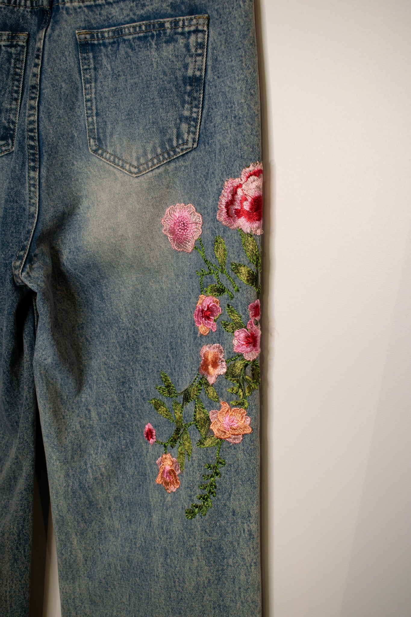 Embroidered Denim Pants | Medium