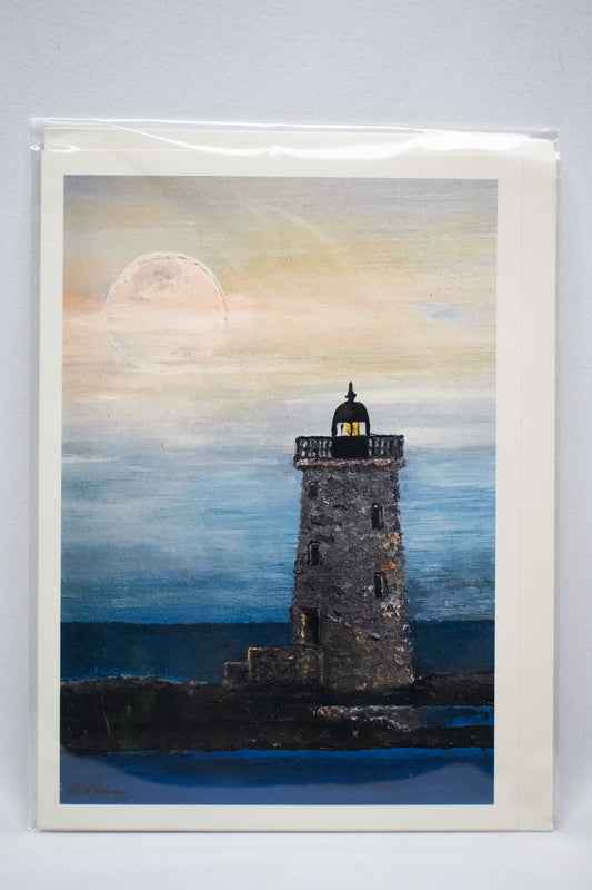Moon Rising Over Whaleback, Portsmouth Card