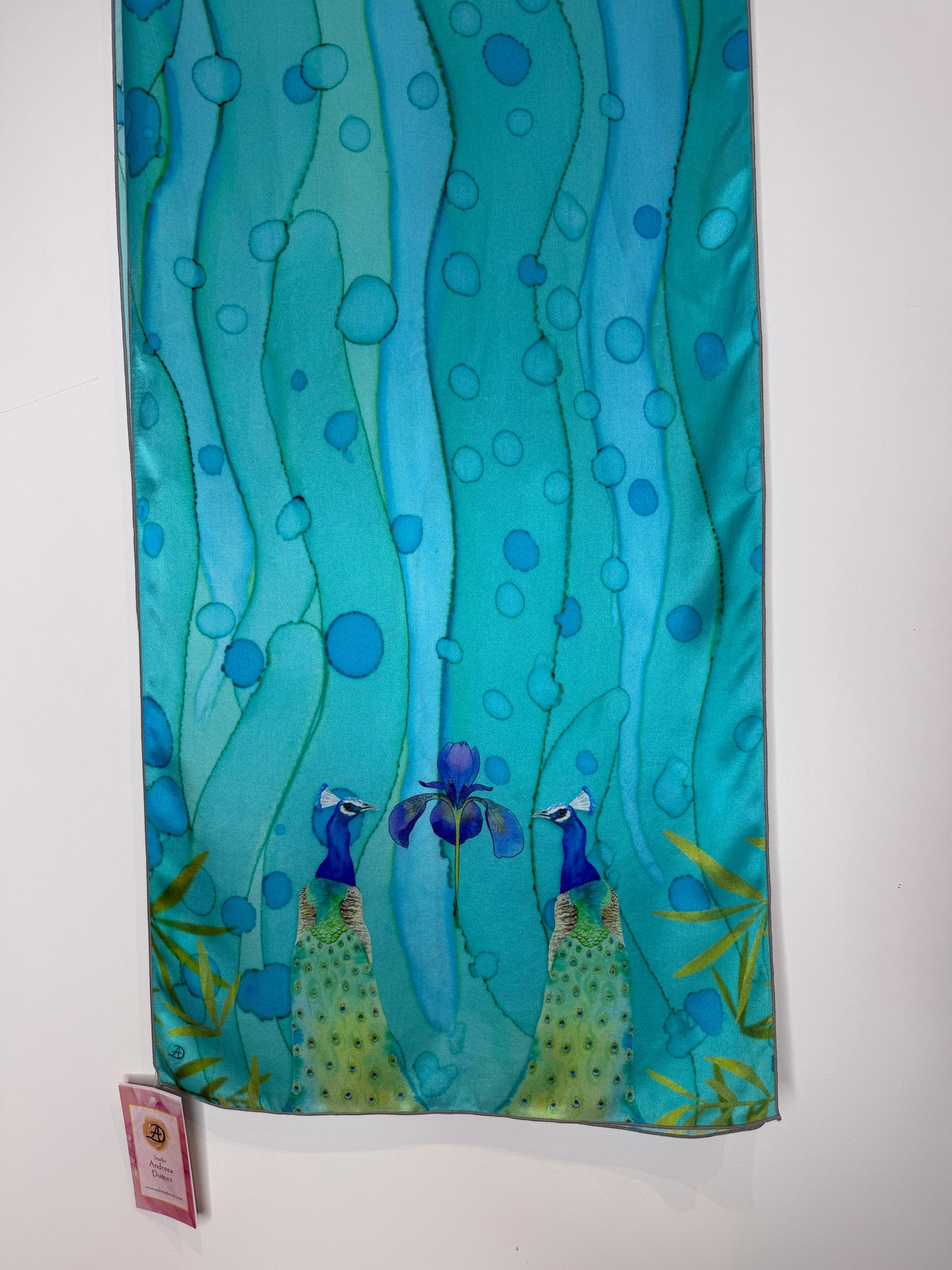 Peacocks Silk Scarf (16” X 72”)