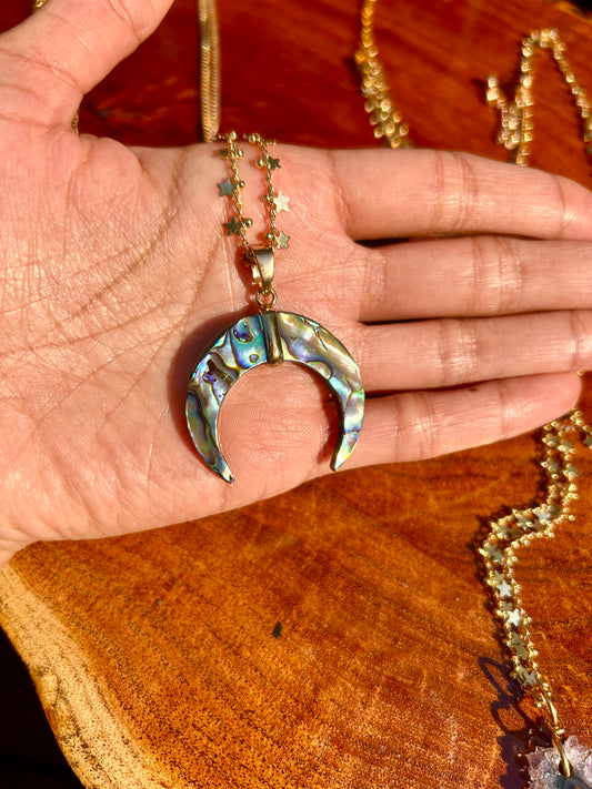 Abalone Shell Moon Necklace