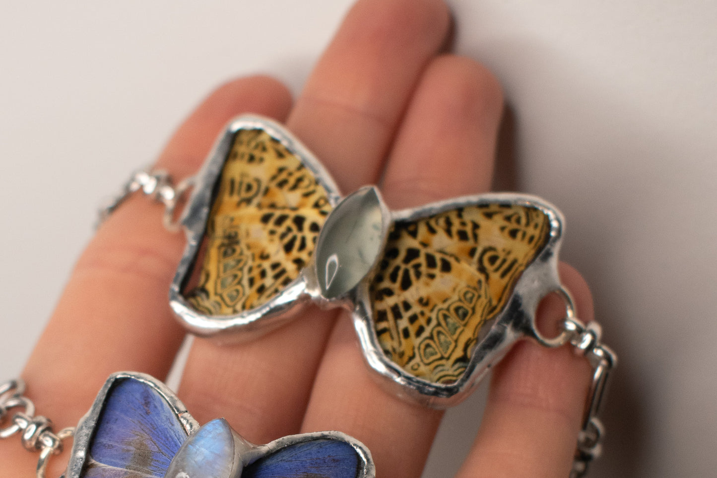 Spotted Jester Butterfly W/ Prehnite Choker