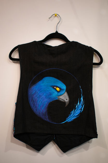 Embroidered Blue Phoenix Vest | Medium