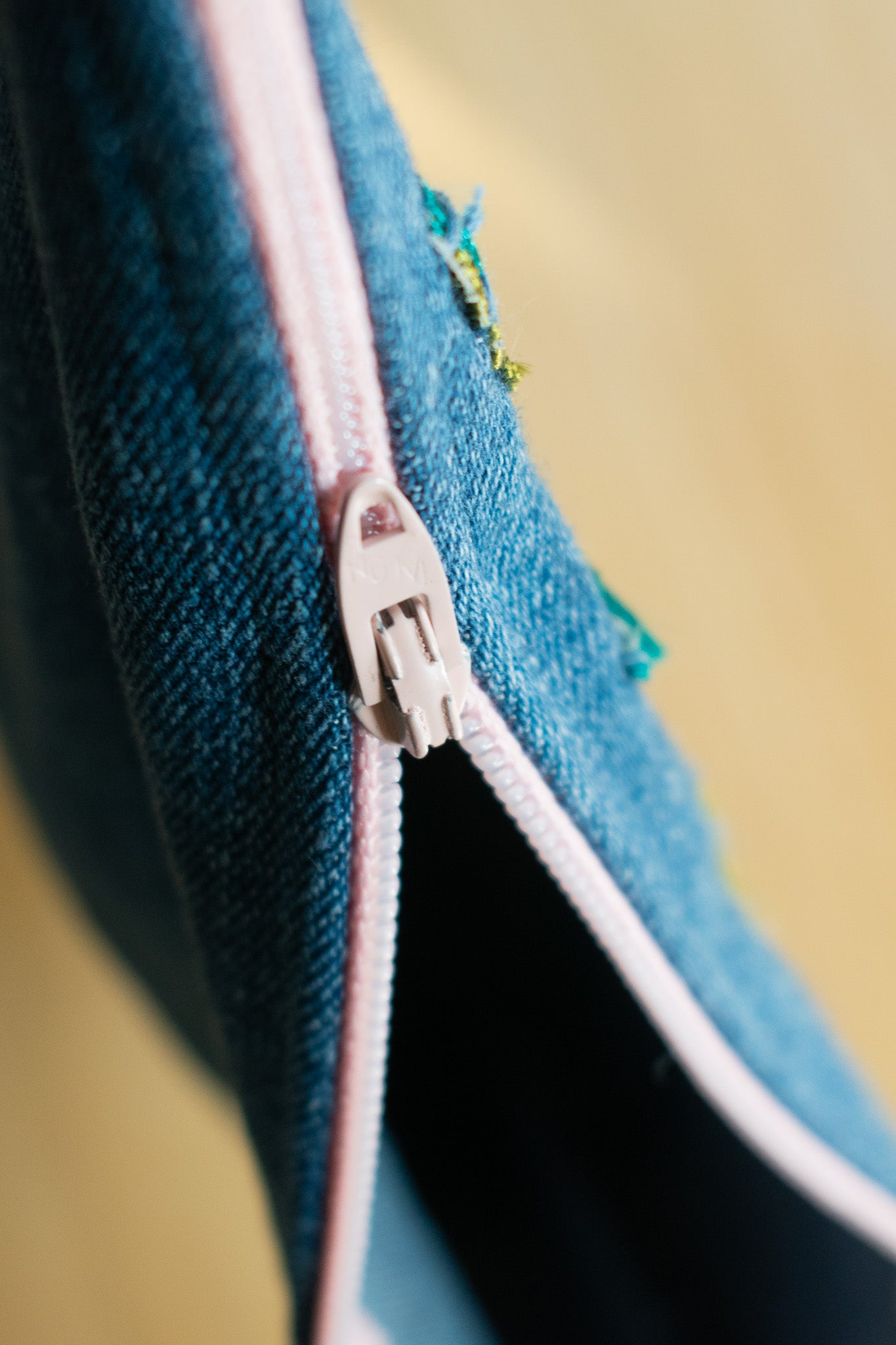 Hand Embroidered Denim Pouch