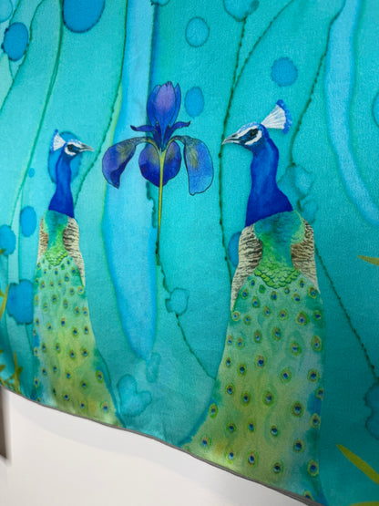 Peacocks Silk Scarf (16” X 72”)