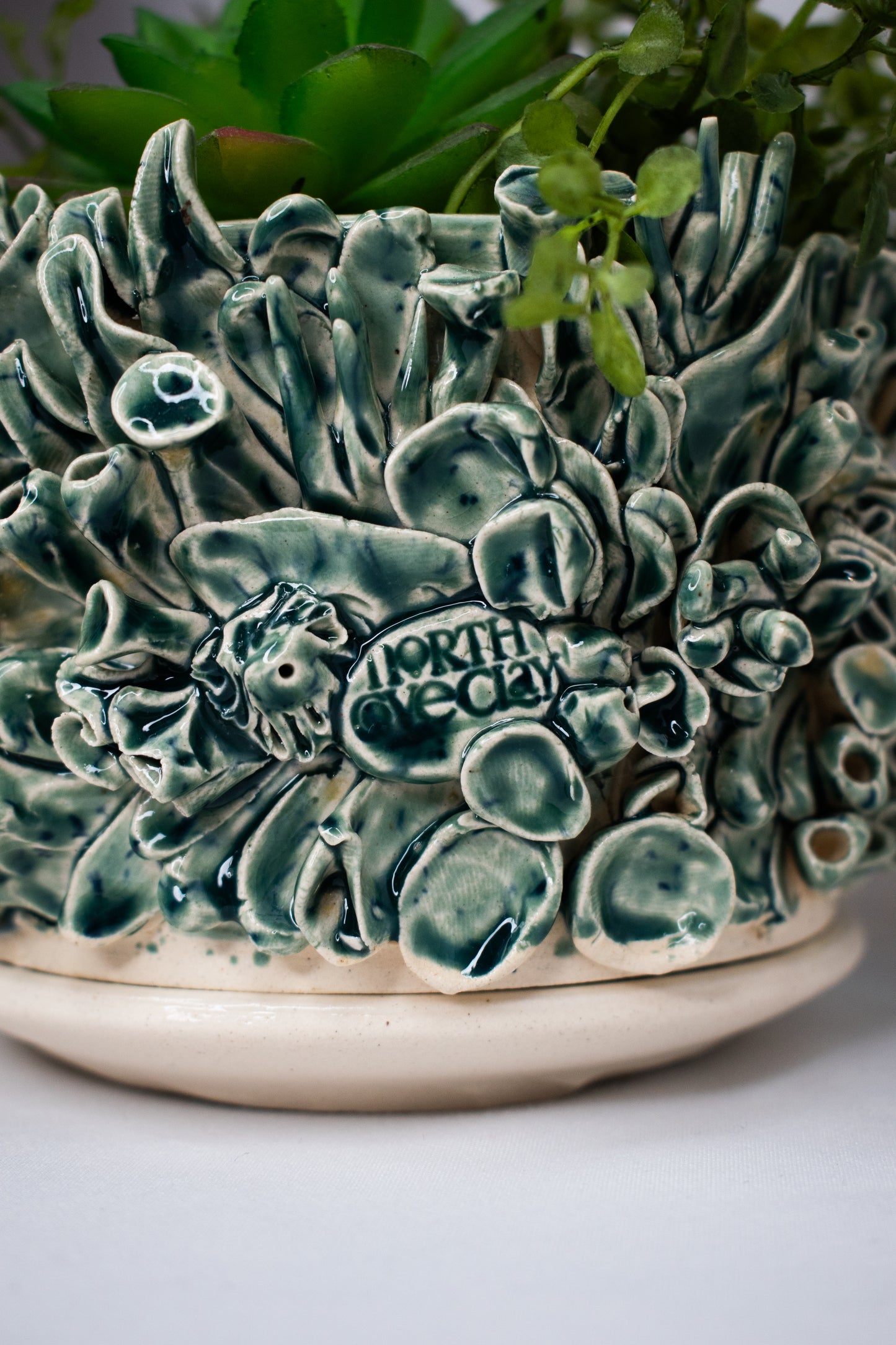 Coral Planter With Plate