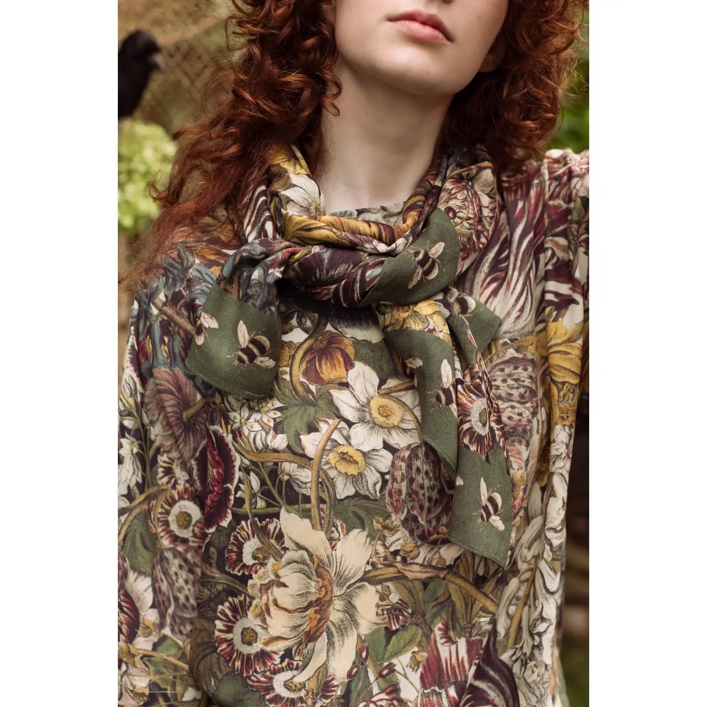 Love Grows Wild Floral Scarf with Bees