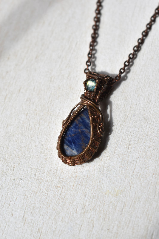 Sodalite + Dichroic Glass Pendant