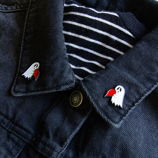 Ectogasm | Ghost Heart Collar Pins
