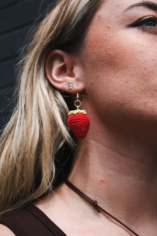 Crotchet Strawberry Earrings