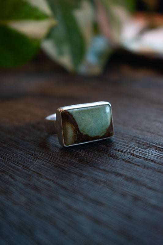 Moss In Silver Ring | Size 7.25