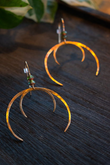 Twin Crescent Brass Earrings 001
