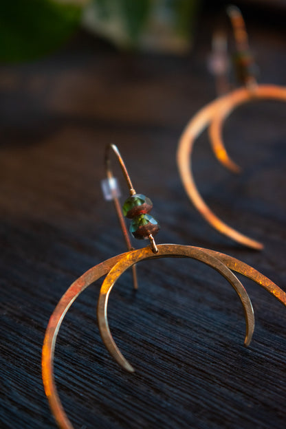 Twin Crescent Brass Earrings 001