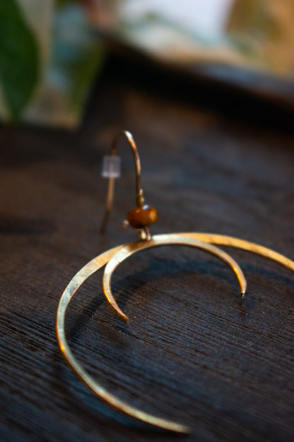 Twin Crescent Brass Earrings 002