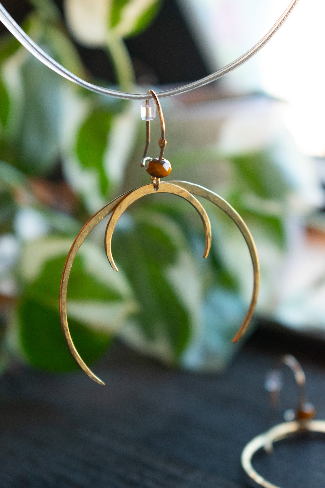 Twin Crescent Brass Earrings 002