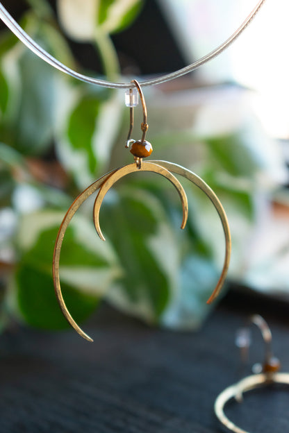 Twin Crescent Brass Earrings 002