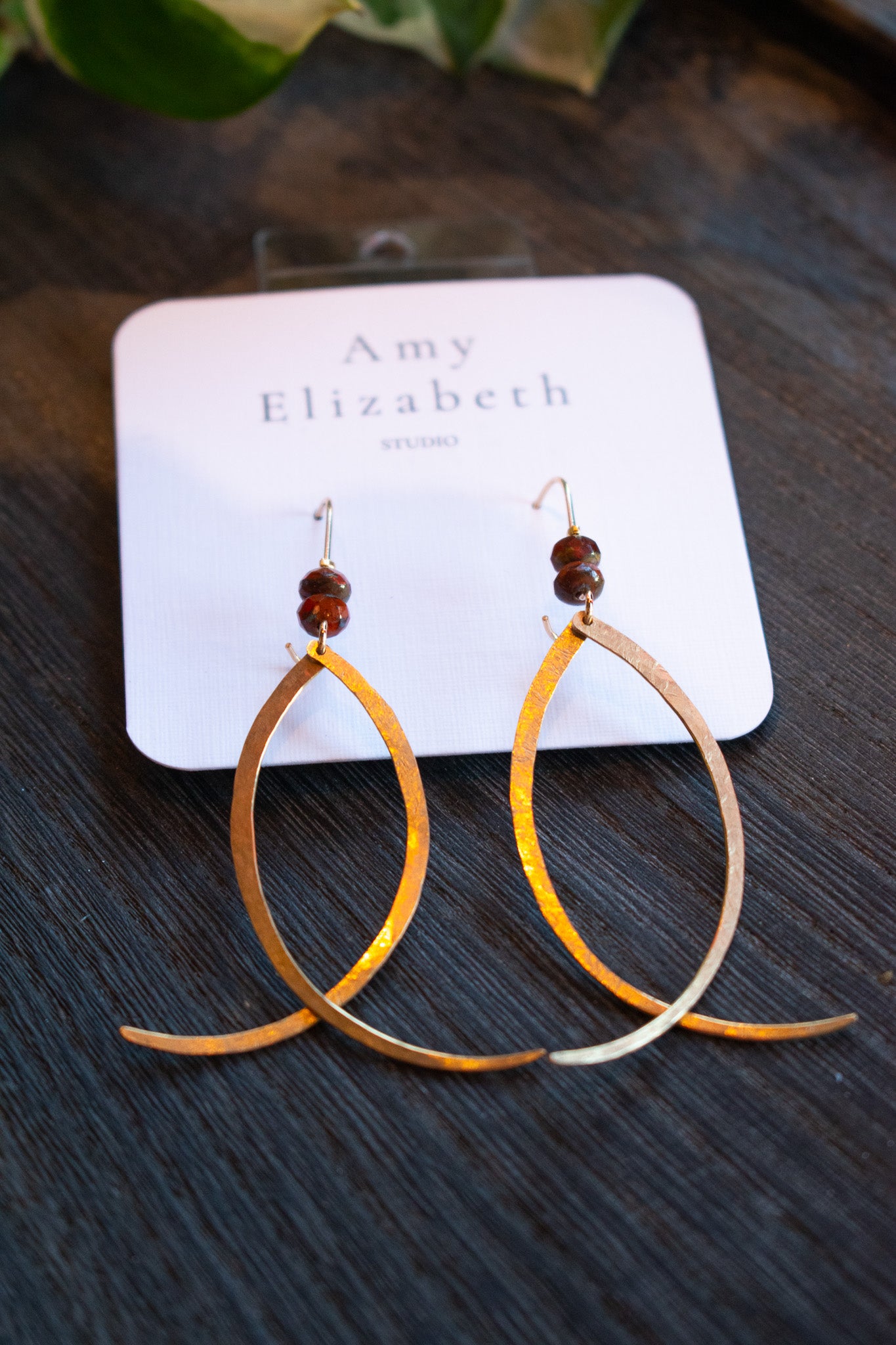 Crescent Fish Brass Earrings