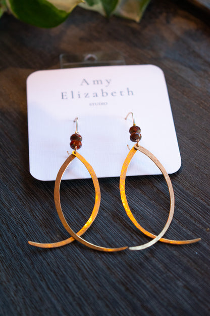 Crescent Fish Brass Earrings