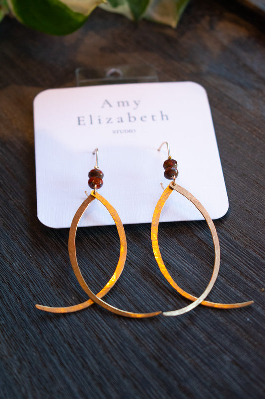 Crescent Fish Brass Earrings