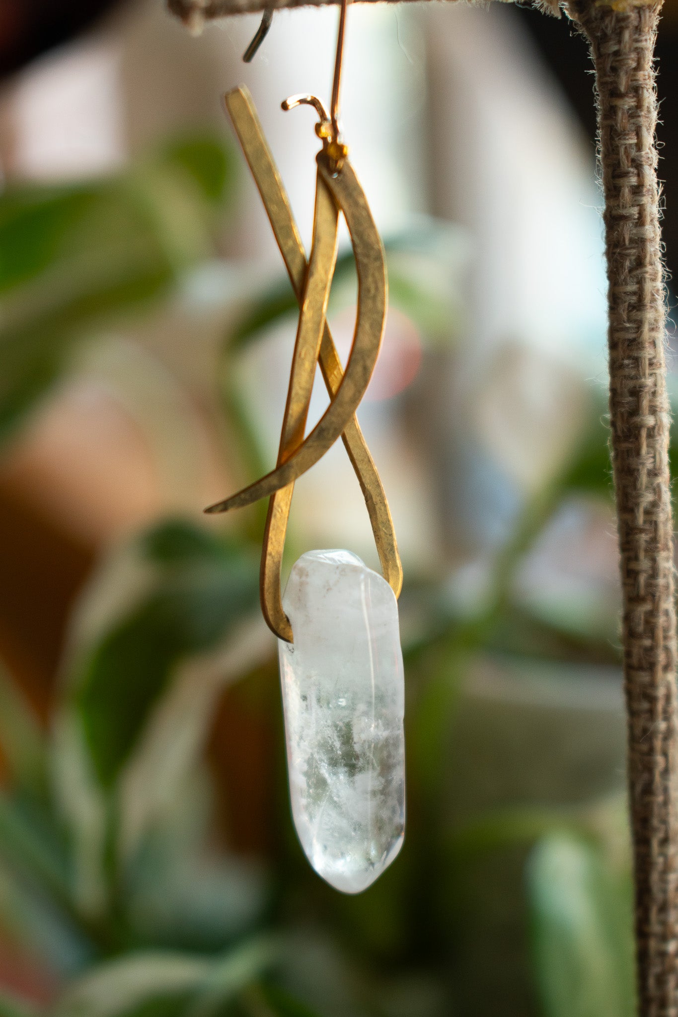 Brass Moon Drop Earrings