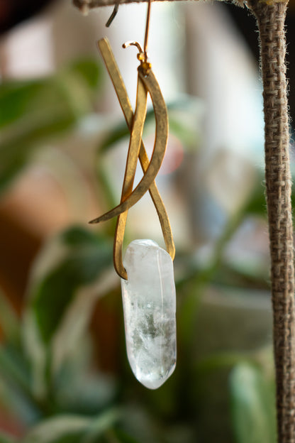 Brass Moon Drop Earrings