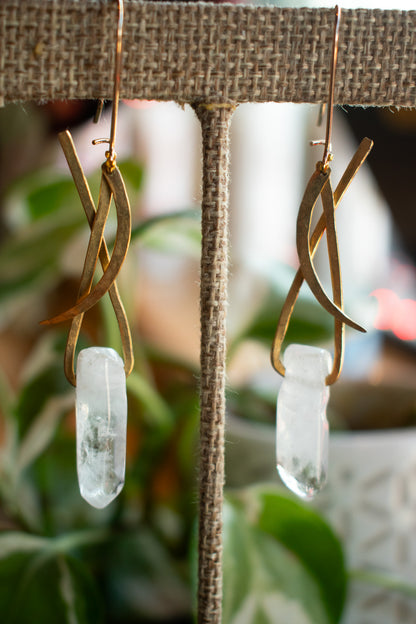 Brass Moon Drop Earrings