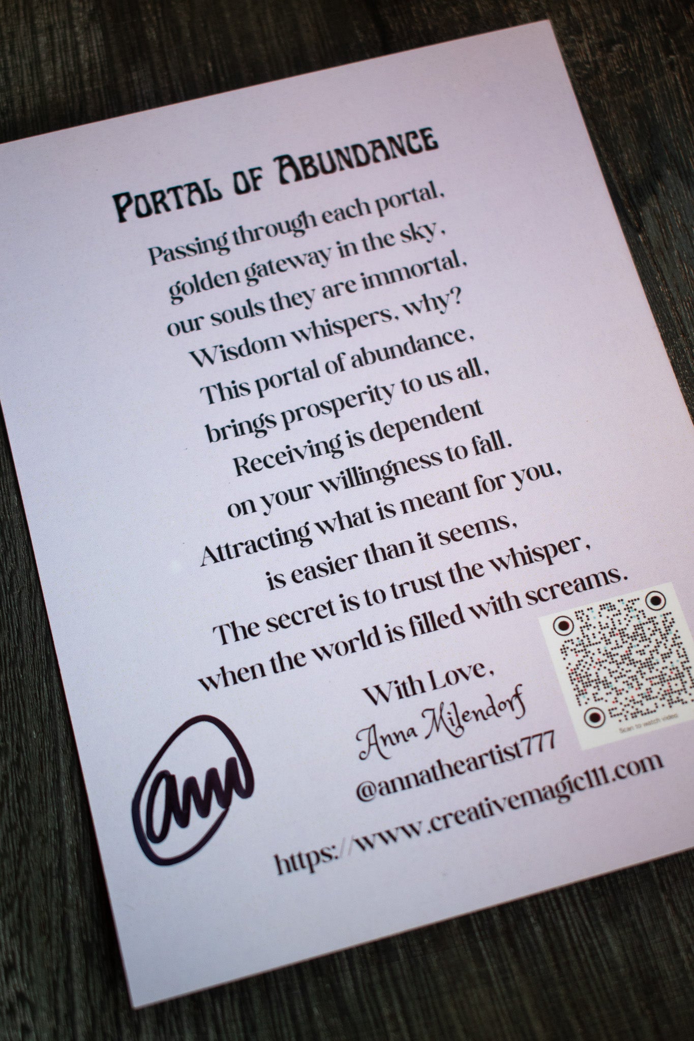 Portal of Abundance Post Card (5.5 X 4.25 in)
