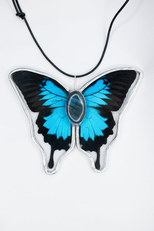 Papilio Ulysses with Labradorite Pendant