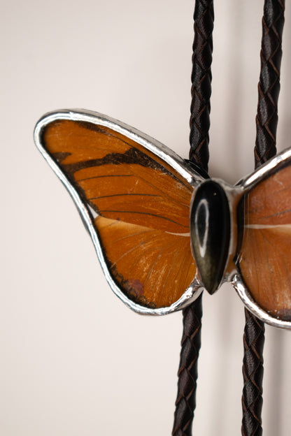 Julia Heliconain w/ Obsidian Bolo Tie