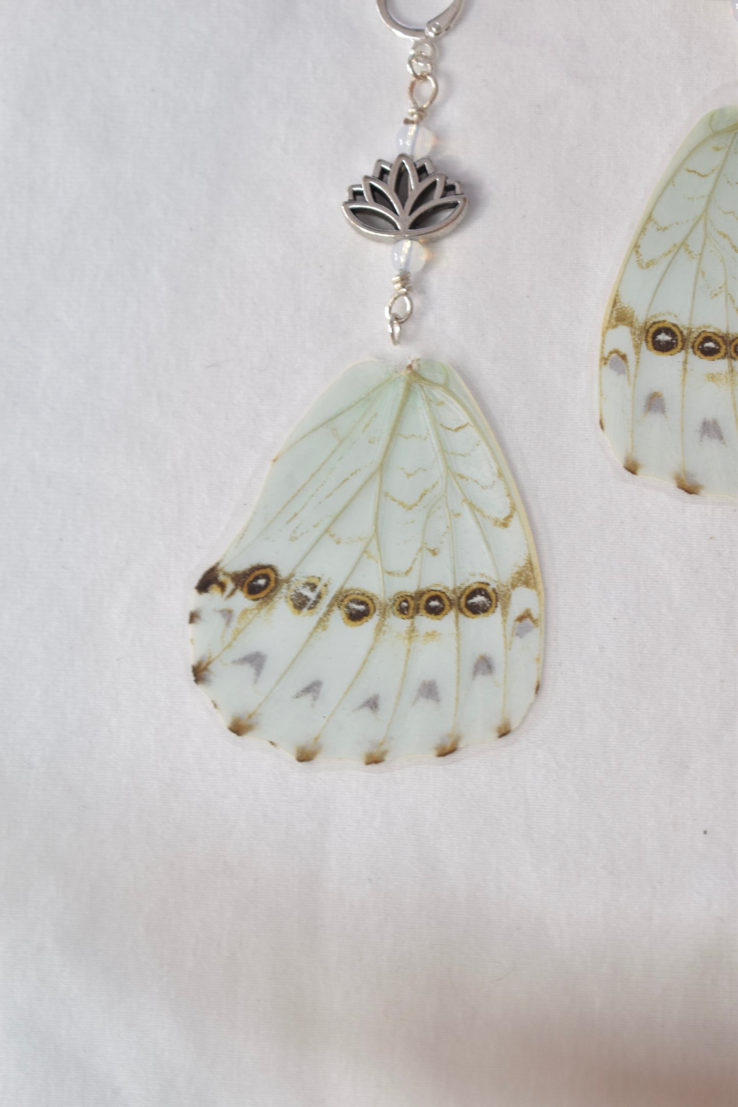 Morpho Catenarius with Glass Opalite Bead Earrings