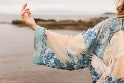 Peace Out Cropped Kimono