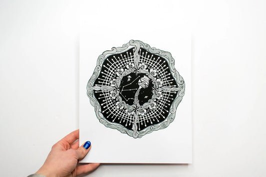 Aquarius Zodiac Mandala Print