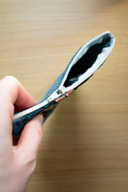 Hand Embroidered Denim Pouch