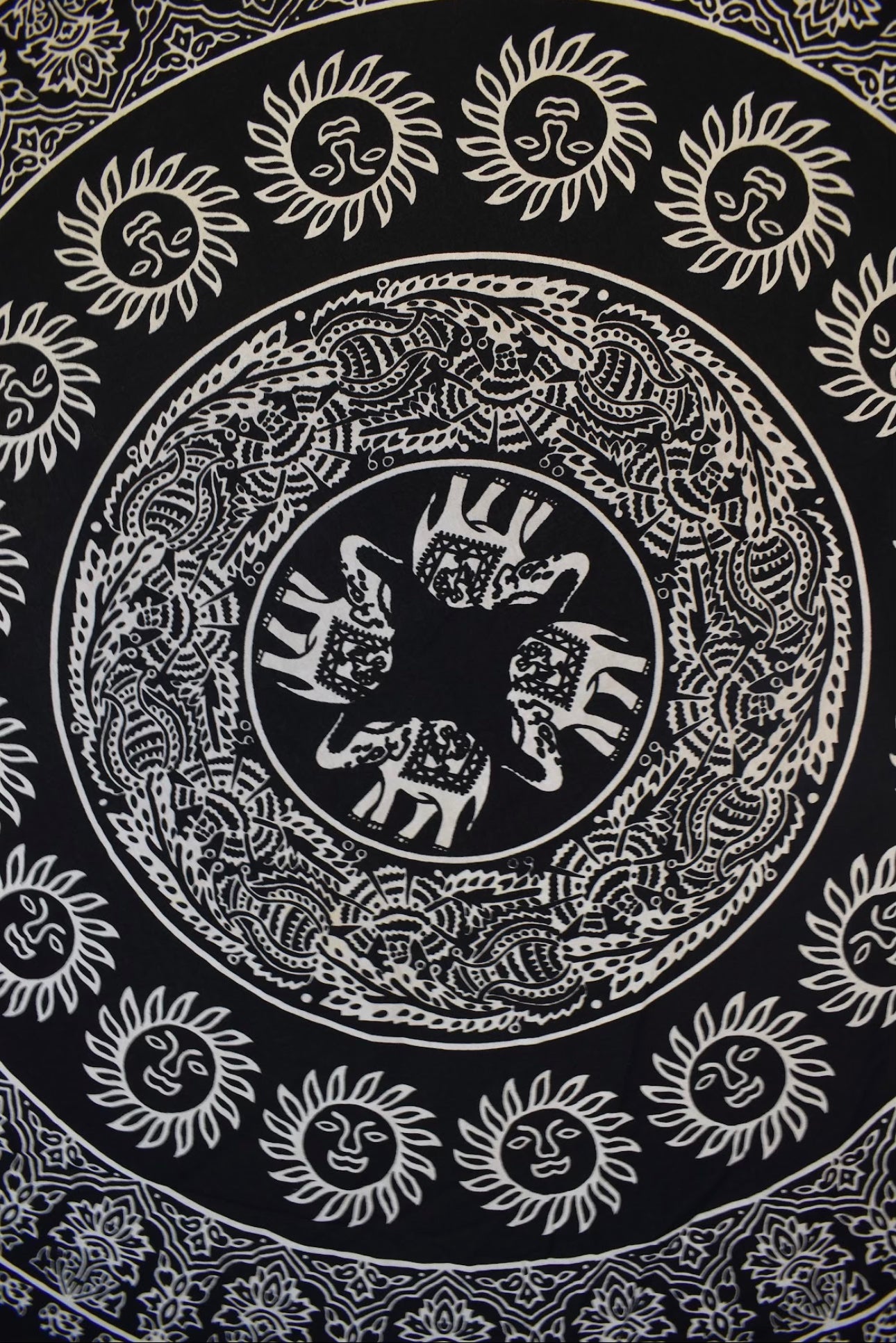 Elephant Sun Round Tapestry