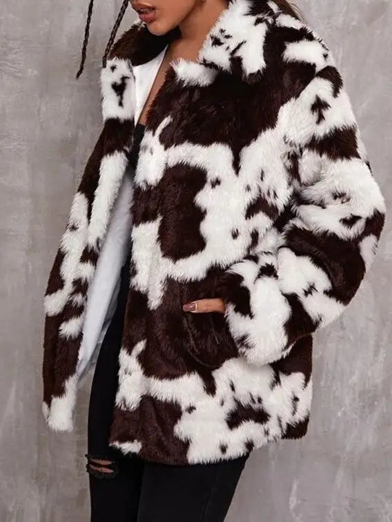 Cow Print Loose Coat