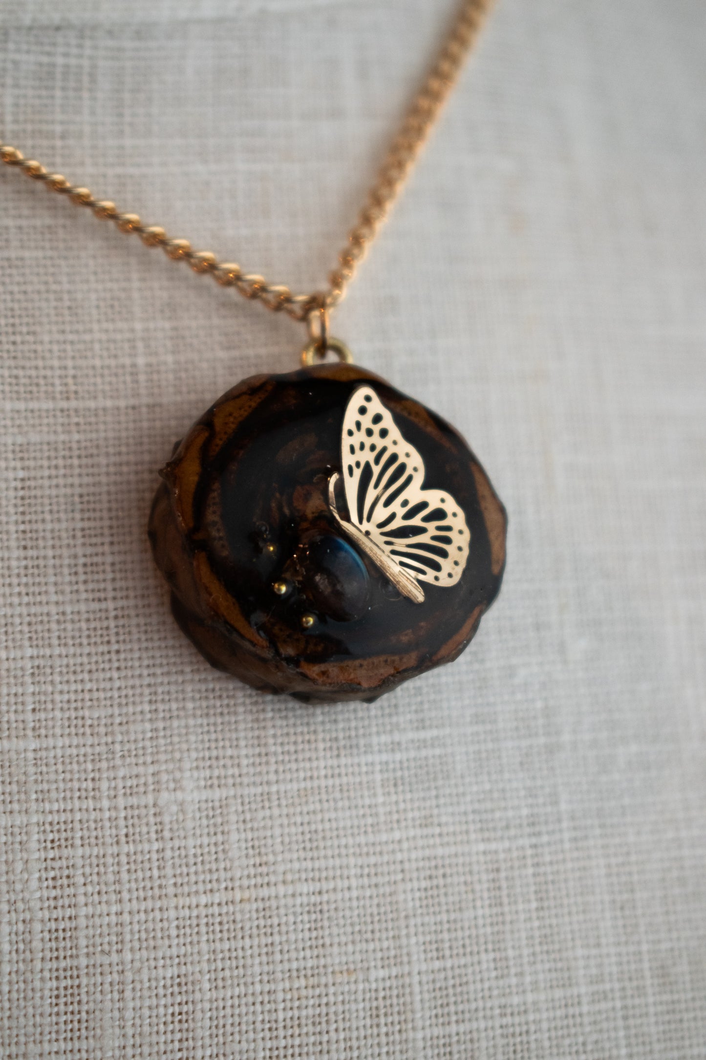 Labradorite Butterfly Pinecone Necklace