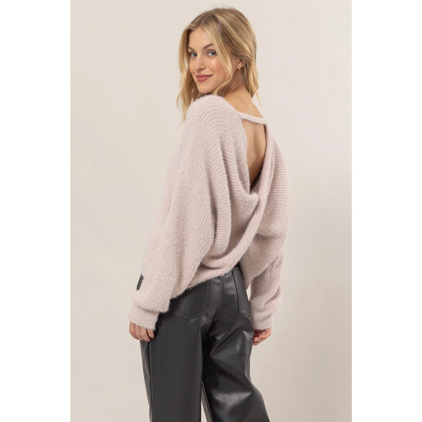 Fuzzy Knit Twist Sweater