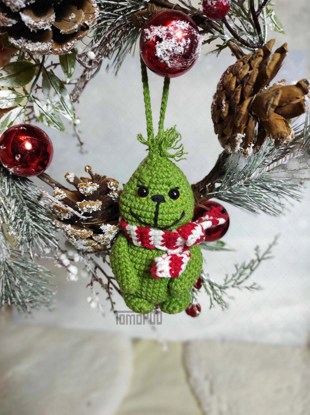 Grinch Crocheted Ornament