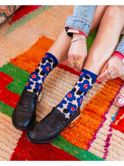 Bold Blue Floral Socks