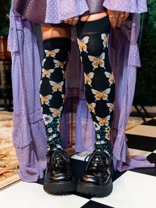 Butterfly Craze Knee High Socks