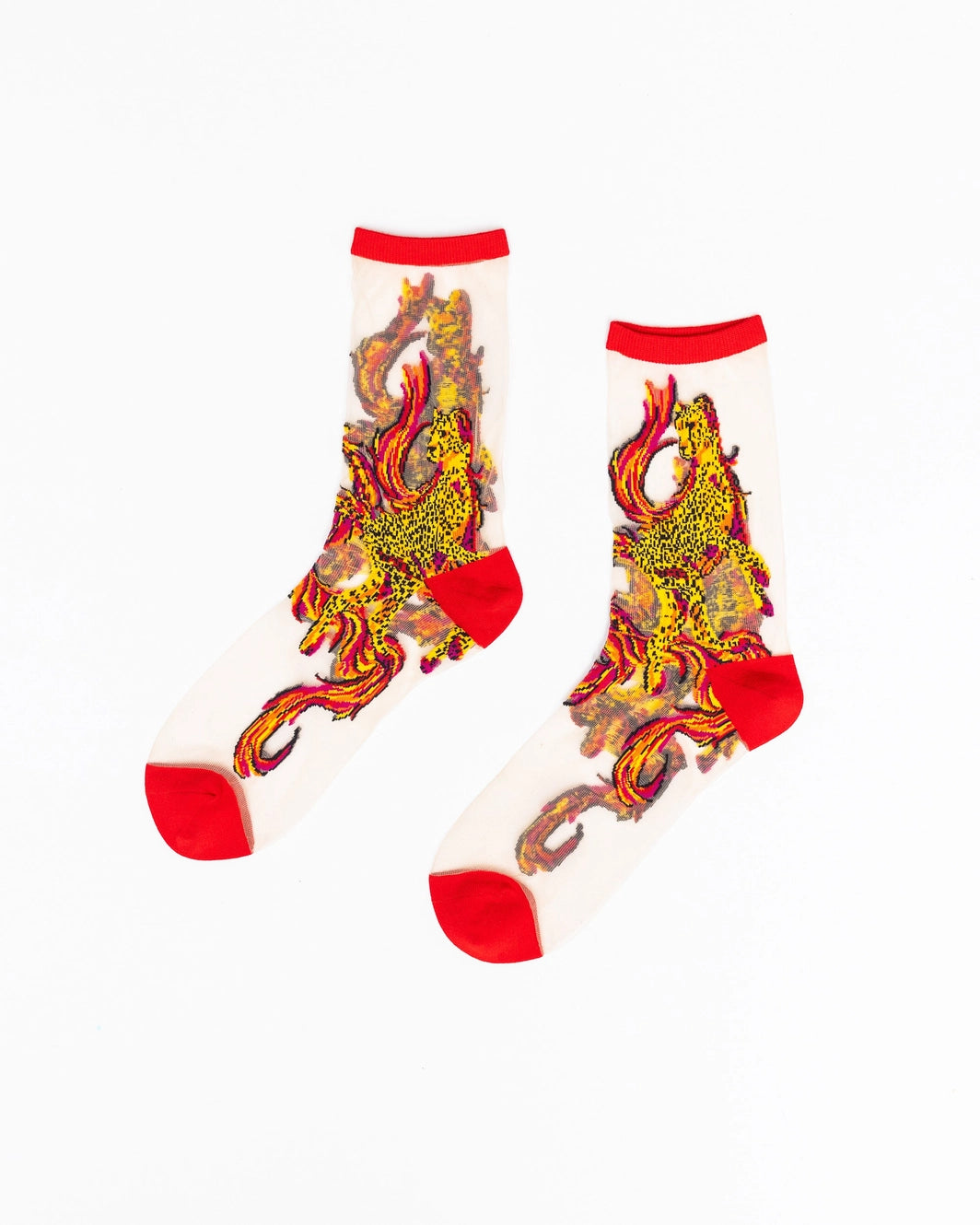 Flaming Cheetah Sheer Socks