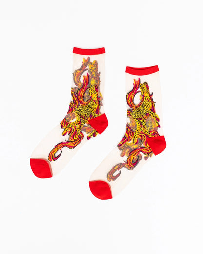 Flaming Cheetah Sheer Socks