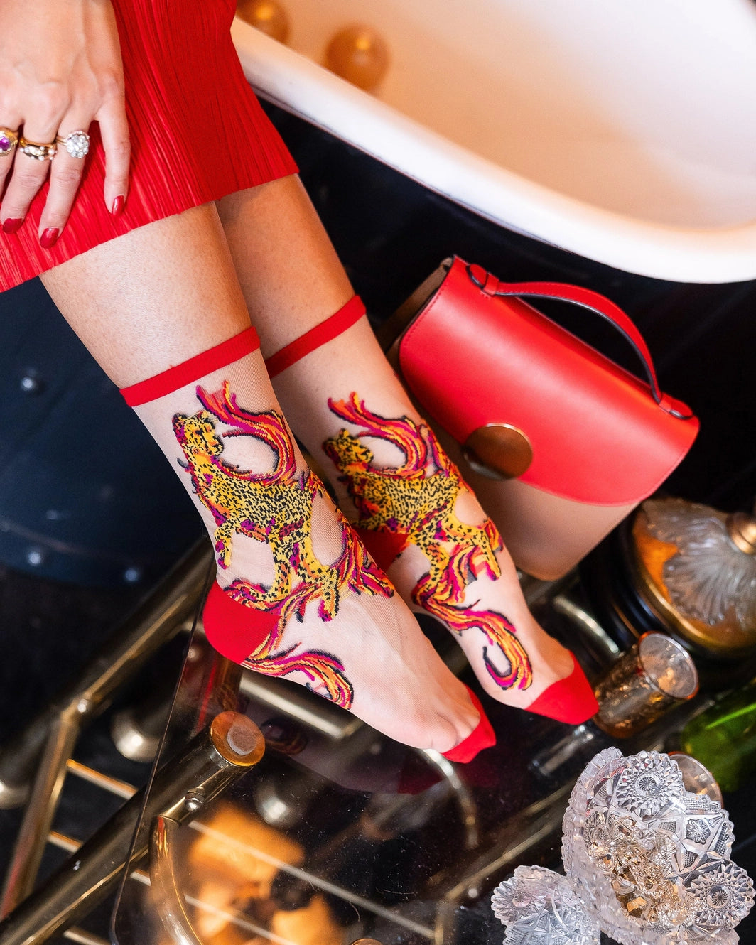 Flaming Cheetah Sheer Socks