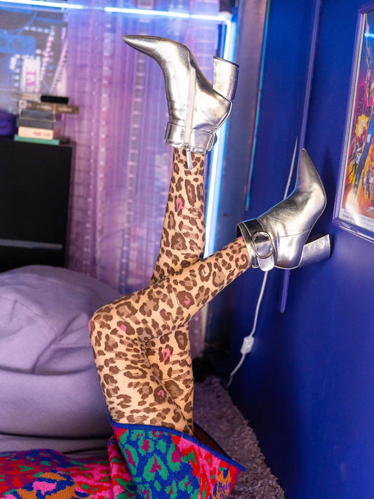 Pink Pop Leopard Print Tights