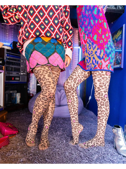 Pink Pop Leopard Print Tights