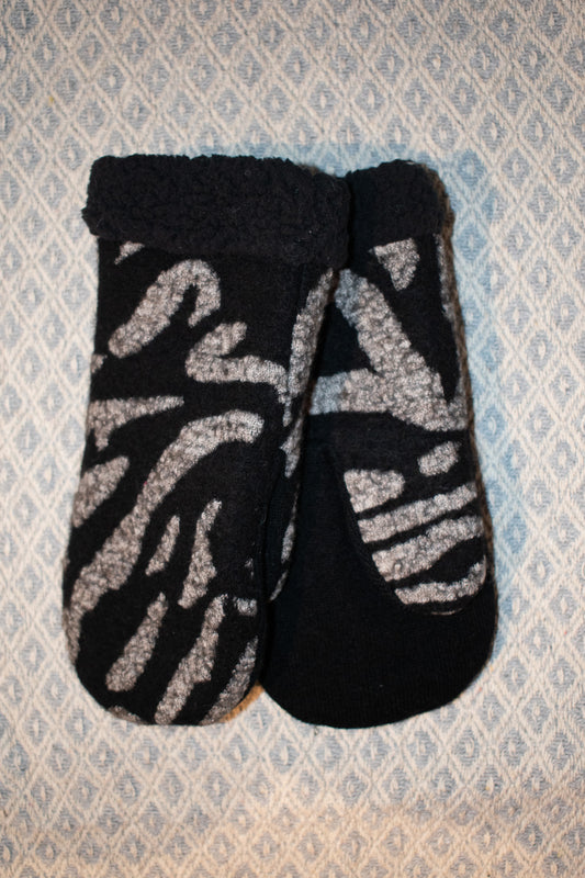Funky Black Knitted Mittens