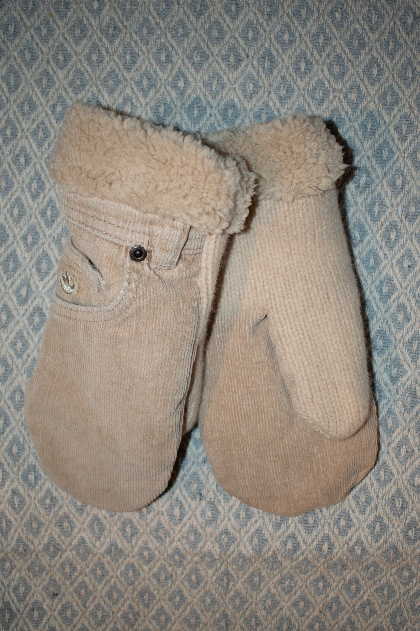 Tan Corduroy Mittens