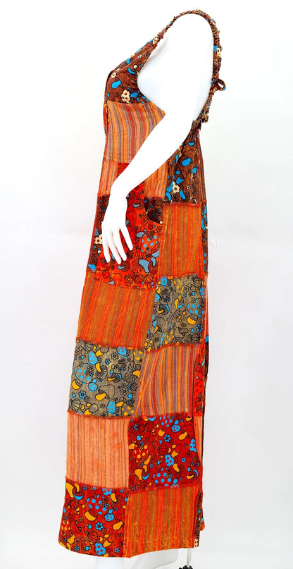 Mushroom Overlock Patchwork Overalls