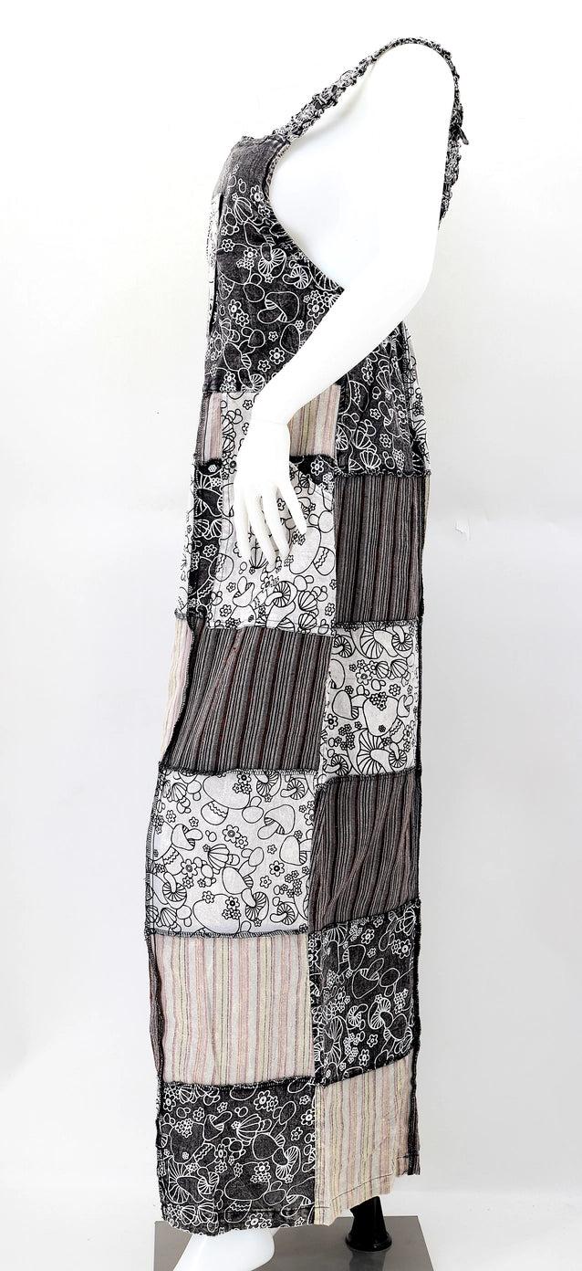 Mushroom Overlock Patchwork Overalls