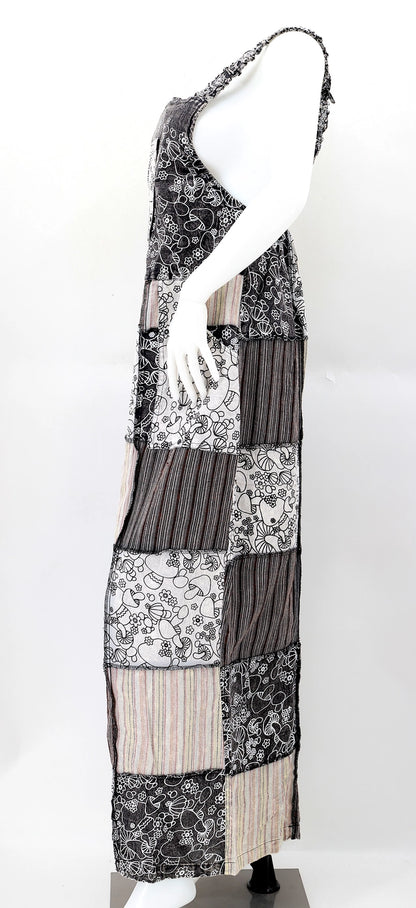 Mushroom Overlock Patchwork Overalls